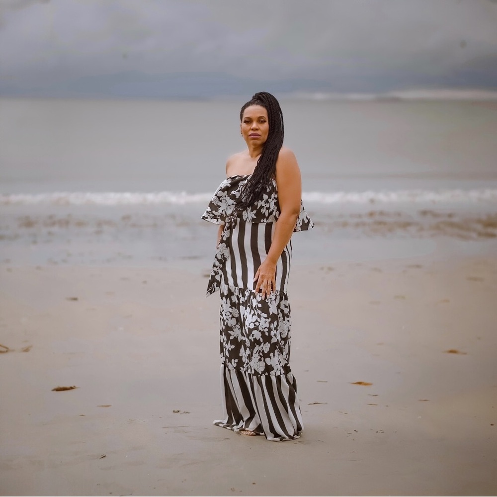 Black and White Floral Maxi Dress